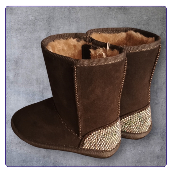 Fuzzy Bling Boots With Rhinestones - Picture 1 of 8